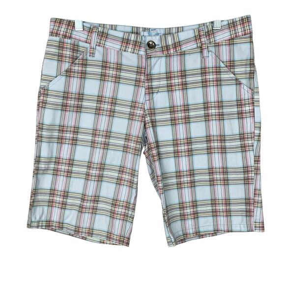 Carve Designs Bermuda Shorts White Brown Plaid Longer Length Women's 10 - Picture 1 of 7